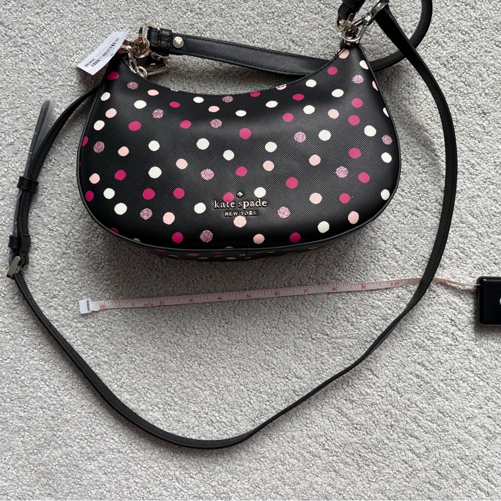 NWT Kate Spade Staci Crosbody Black/Pink polka dot - Picture 4 of 6